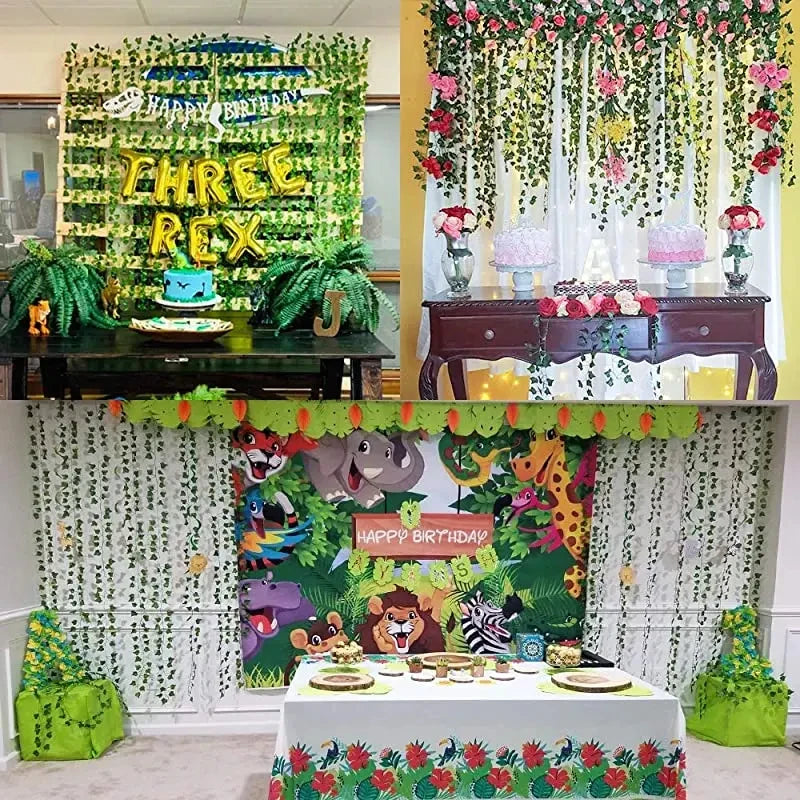 24/2M Artificial Ivy Greenery Leaves Fake Vine Plants Leaf DIY Home Green Decoration Wedding Party Wall Hanging Foliage Supplies