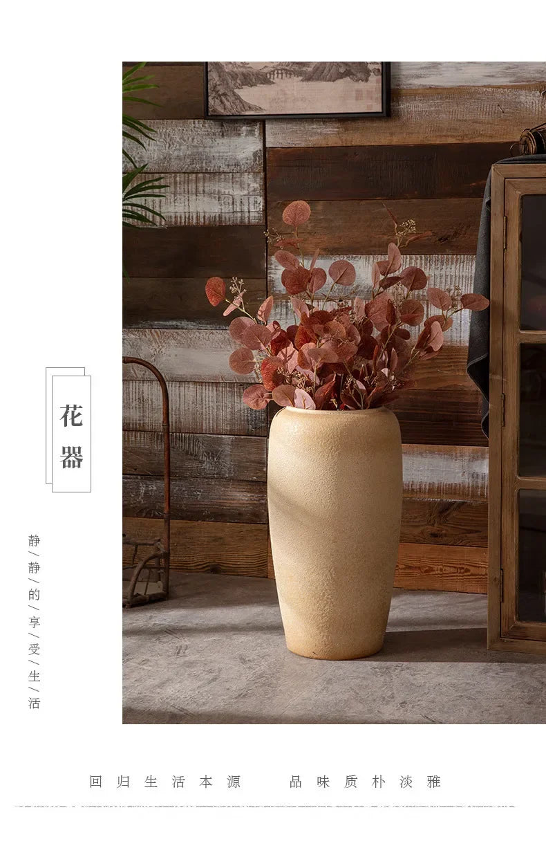 Creative Korean Rustic-Inspired New Chinese Simple Ceramic Vase - Perfect Tabletop/Hotel Decor, Elevate Room & Chambre Ambiance