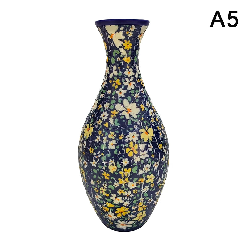 3D Puzzle Vase DIY Assembly Creative Blue And White Porcelain Design Plastic Home Decoration Flower Arrangement Kids Toys Gifts
