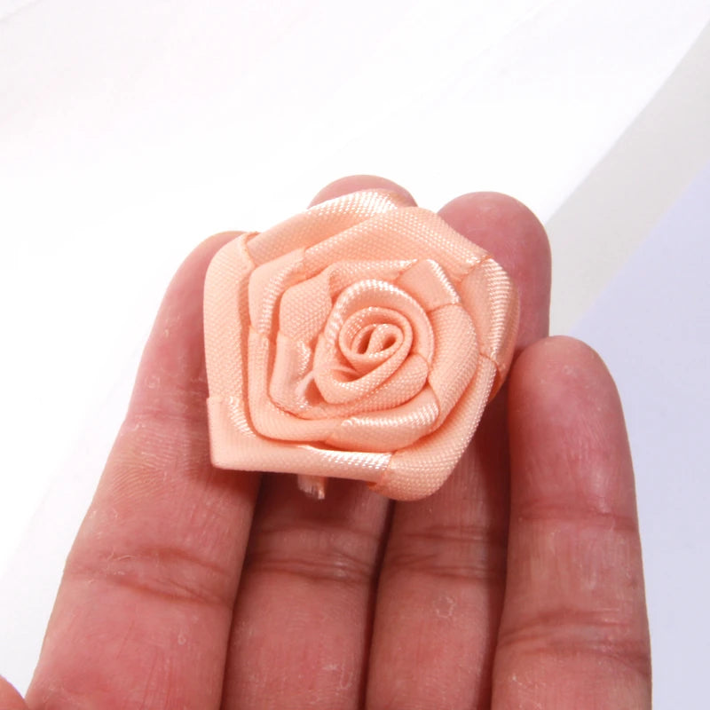 10Pcs 1.5" Handmade Organza Satin Fabric Artificial Rose Flower For Wedding Dress Brooch Decor Headwear Accessories Boutique