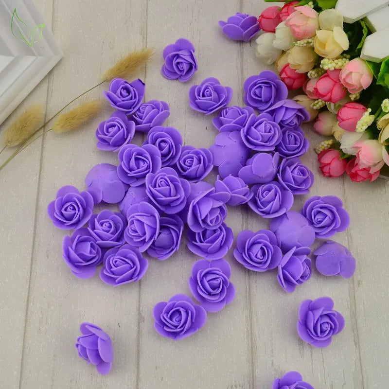 100pcs PE Foam Fake Teedy Bear Roee Head Artificial Flowers Cheap Wedding Home Decoration for Scrapbooking Gift Box Diy Wreath
