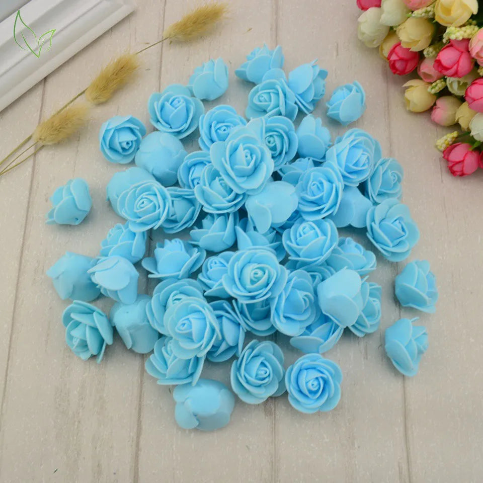 100pcs PE Foam Fake Teedy Bear Roee Head Artificial Flowers Cheap Wedding Home Decoration for Scrapbooking Gift Box Diy Wreath