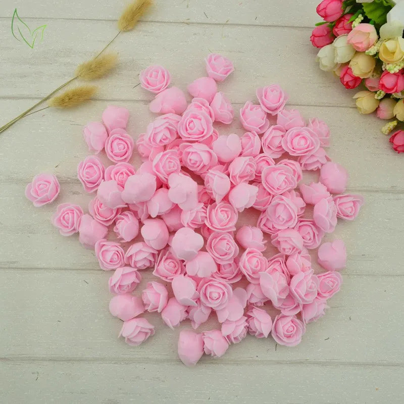 100pcs PE Foam Fake Teedy Bear Roee Head Artificial Flowers Cheap Wedding Home Decoration for Scrapbooking Gift Box Diy Wreath