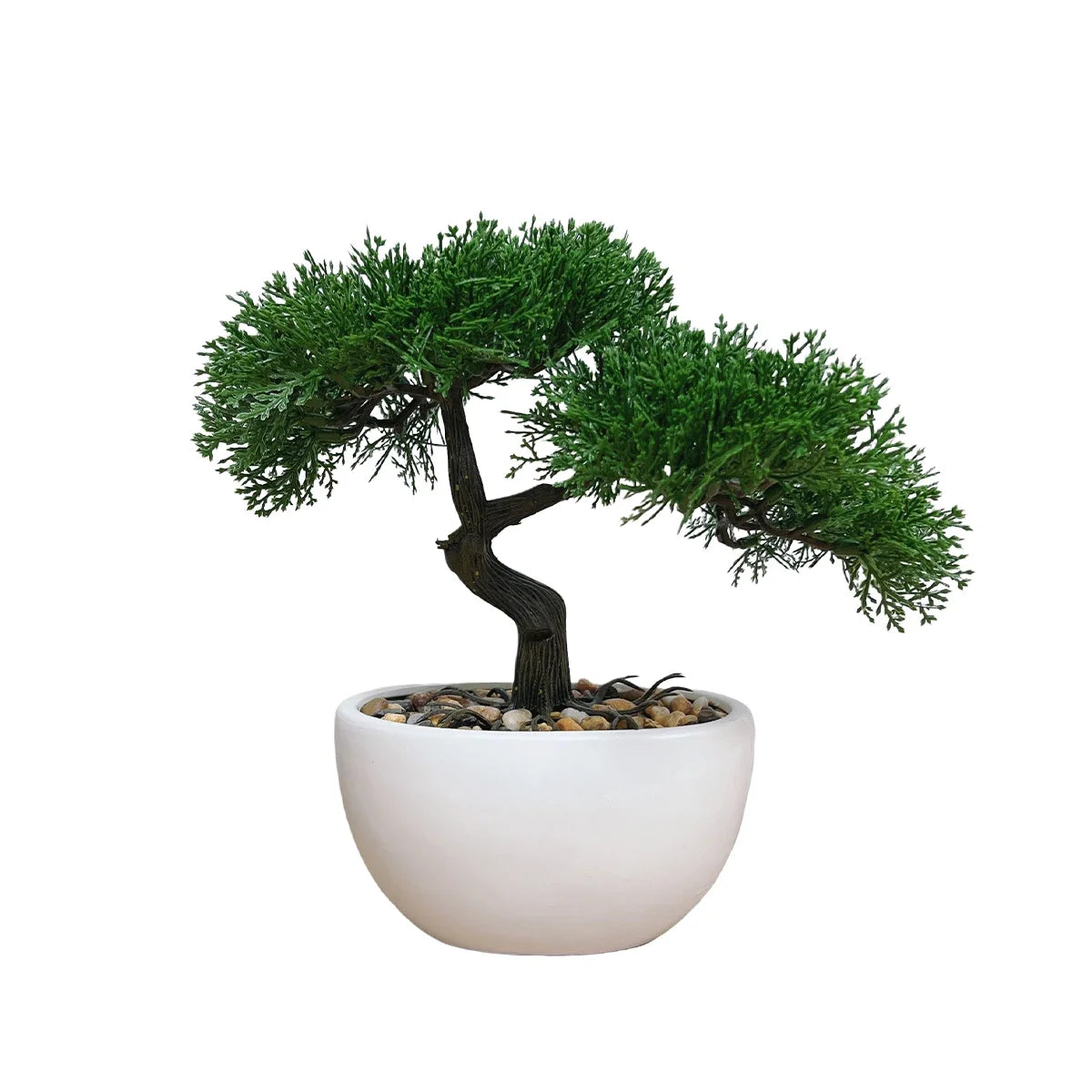 HXGYZP Bonsai Tree Artificial Plants Cypress Pine Tree With White Ceramic Pot Home Decor Indoor Office Desktop Plant Ornaments