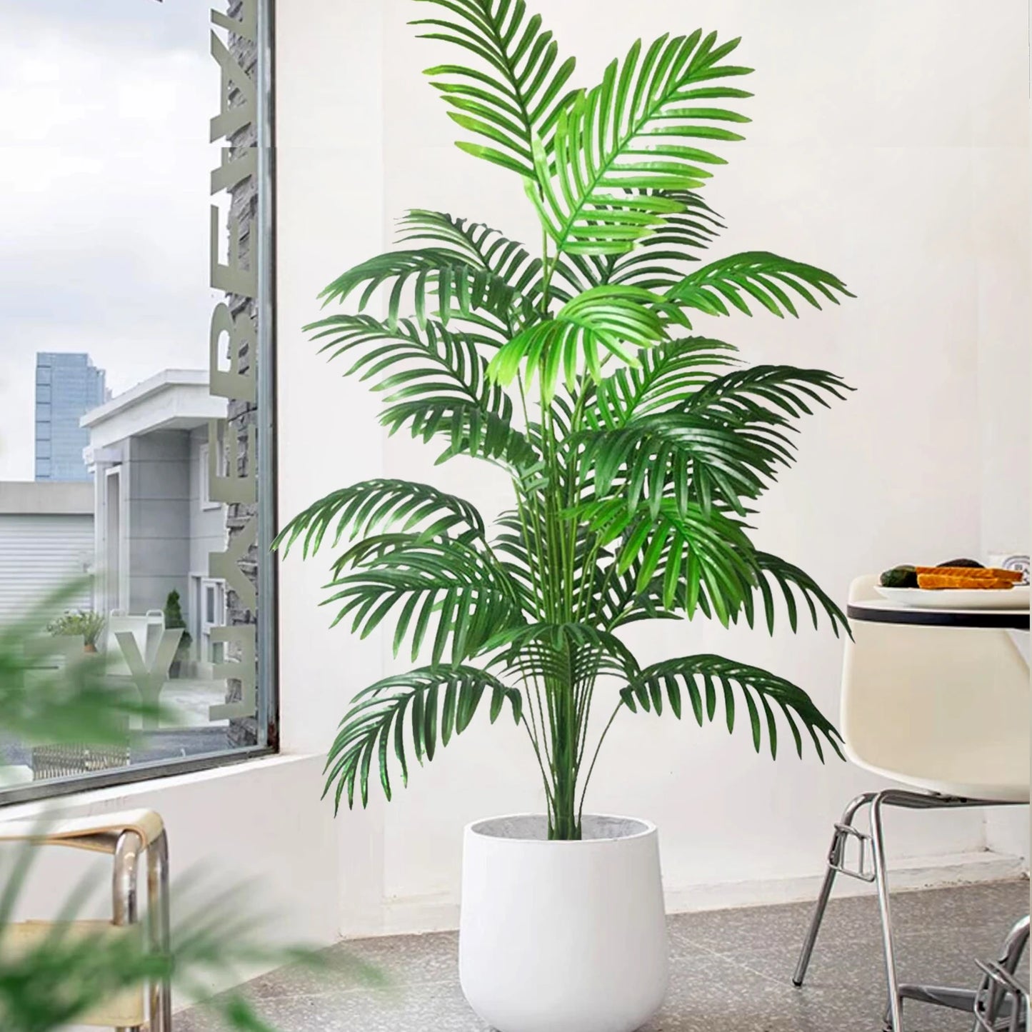 105cm/41.3in Artificial Areca Palm Plant Fake Tropical Leaves Fake Yellow Palm Indoor Home Office Decor