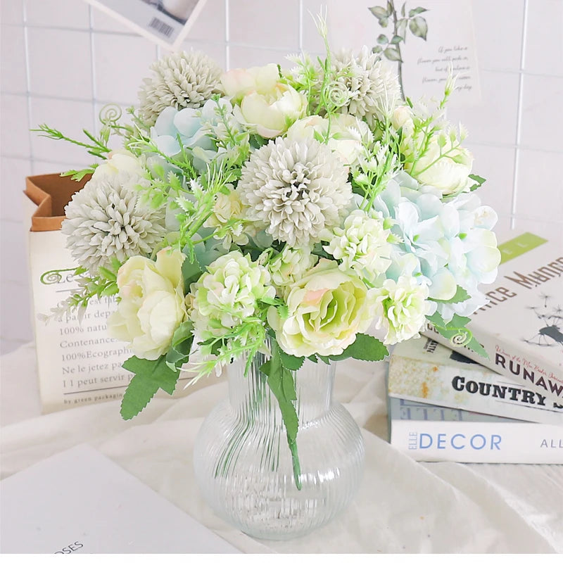 Beautiful Artificial Flowers Silk Peony For Vase Bride Bouquet Wedding Home Room Table Decoration Fake Floral Hydrangea Gifts