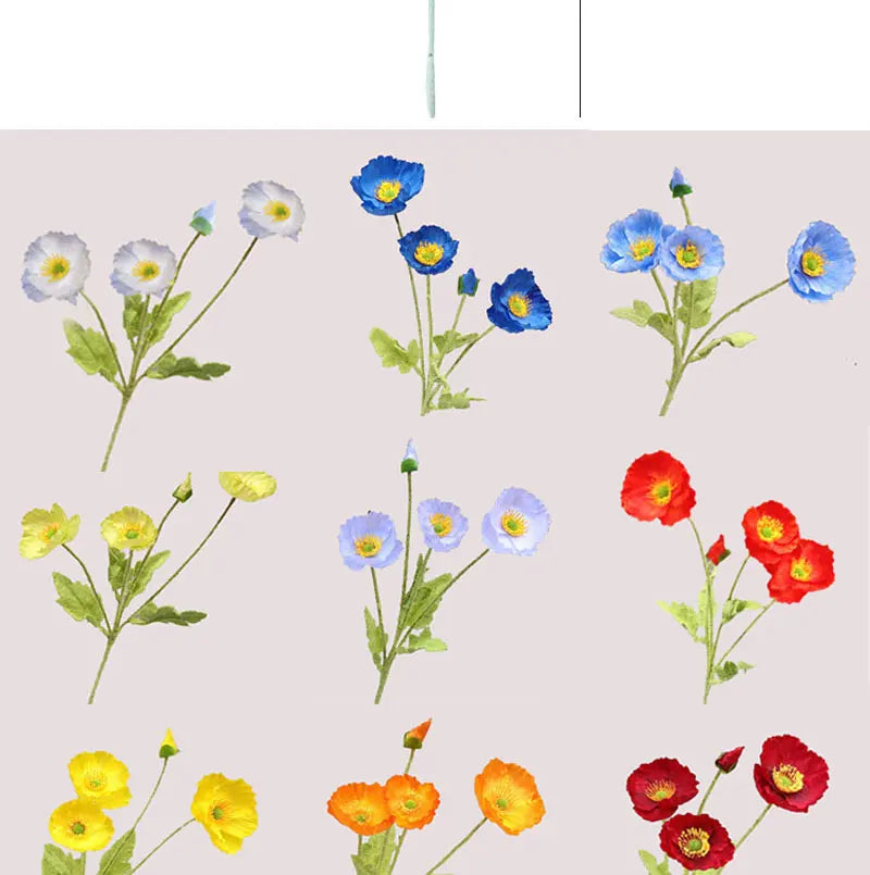 Flocking Yu Meiren Simulation Flower Bundle Dry Flower DecorationSilk Flower Poppy Flower Wedding Home Decoration Photography