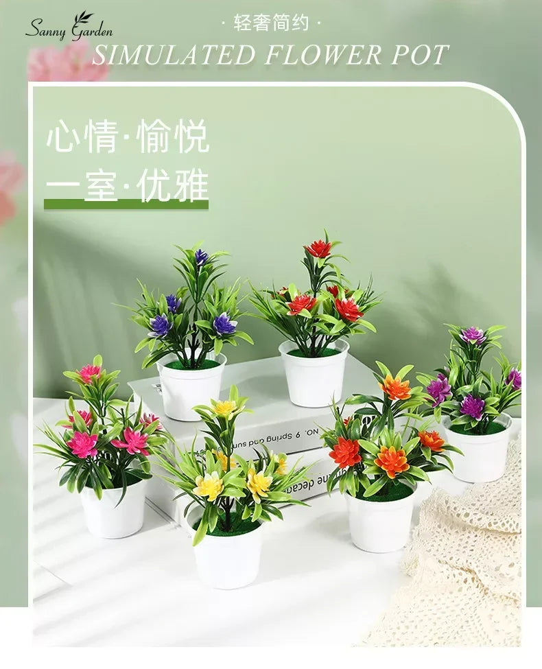 Artificial Potted Simulation Fake Lotus Yellow Red Orange Pink Purple Plants Flower Home Garden Table Decoration Room Ornaments