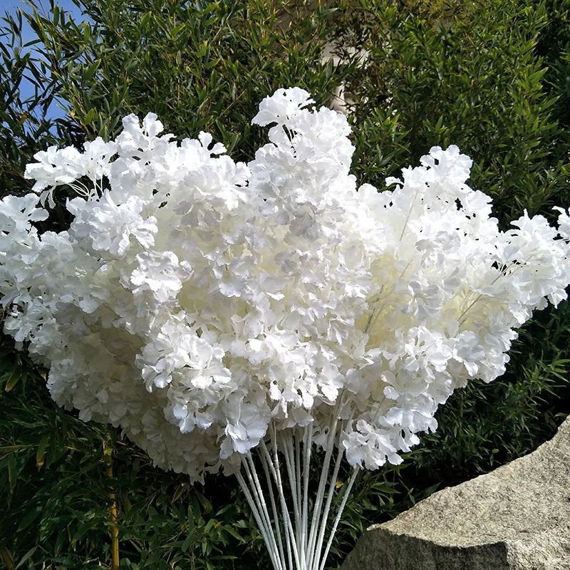 90CM Artificial 4-pronged Cherry Blossom White Stem Silk Flower Arch Suspended Ceiling Artificial Flower Home Wedding Decoration