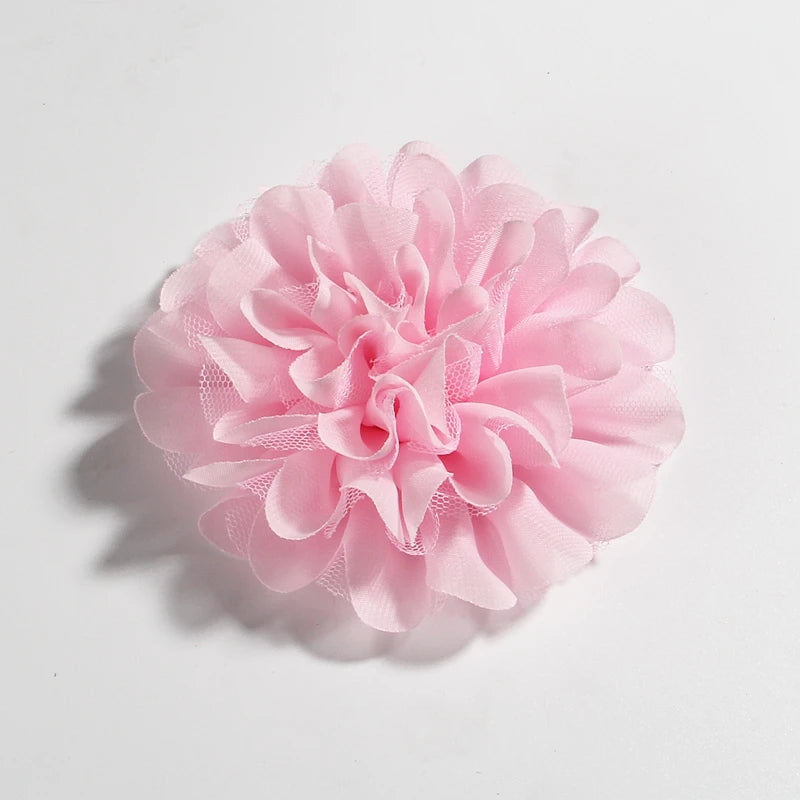 5PCS 4.4"11CM Lace Trim Patch Applique Fabric Artificial Flowers Wedding Dress Chiffon Flower Bride Hair Veil Clothes Decoration