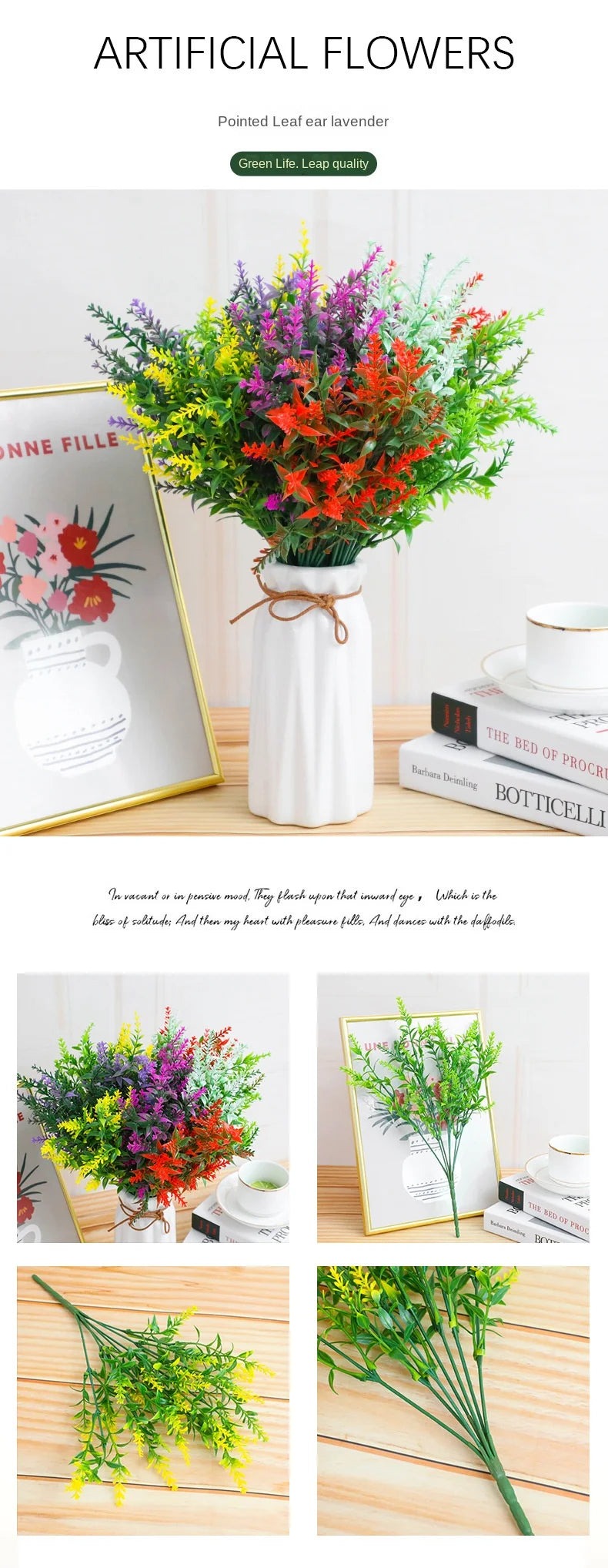 35cm 7 Fork Artificial Leaf Ear Lavender Wedding Home Decoration Wheat Ear Flower Project Artificial Flower Outdoor Decoration