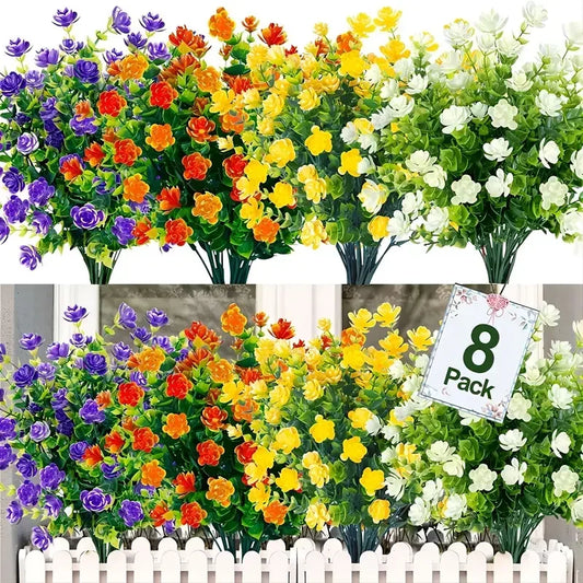 8pcs,artificial plants decoration ，Anti-UV Artificial Flowers for Home and garden decoration outdoor，bonsai