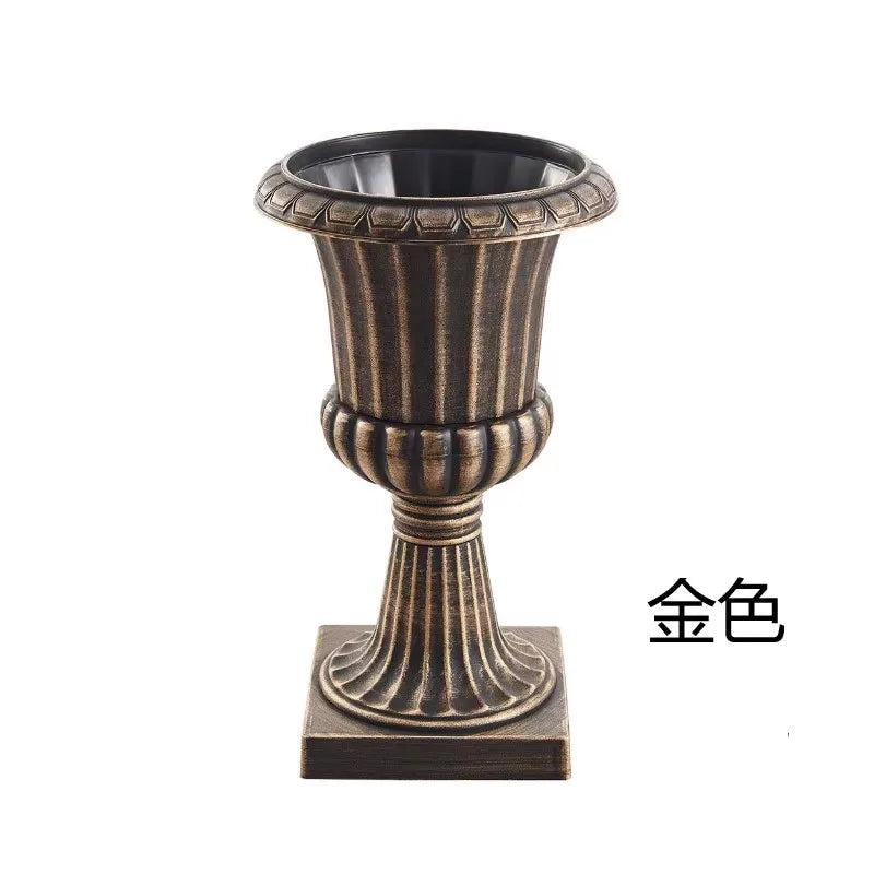 Golden Vase Wedding Birthday Christmas Festival Party Site Decoration Originality Retro Style European Plastic Flower Pot Vases