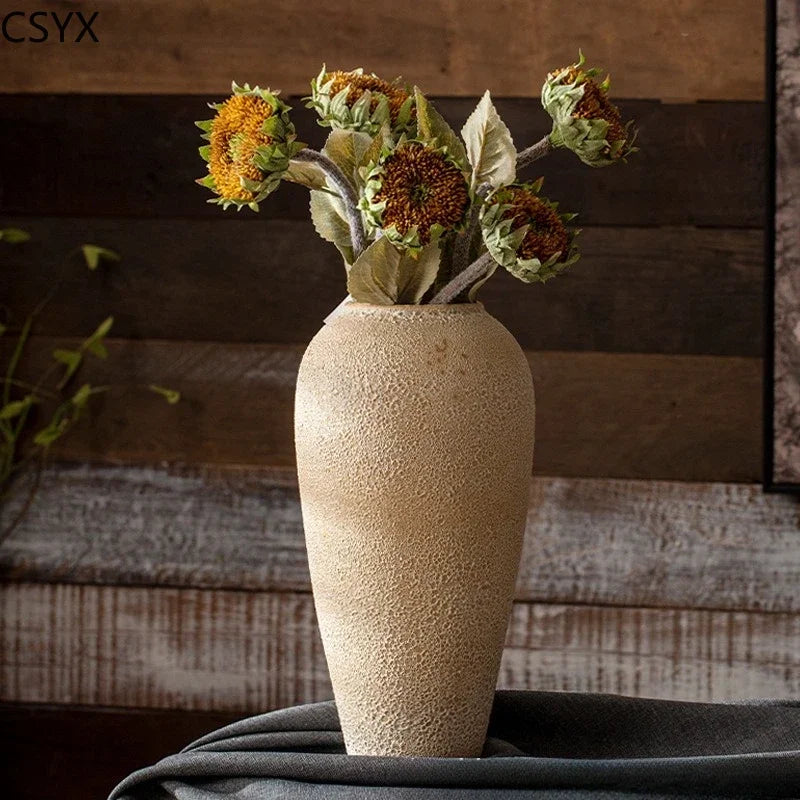 Creative Korean Rustic-Inspired New Chinese Simple Ceramic Vase - Perfect Tabletop/Hotel Decor, Elevate Room & Chambre Ambiance