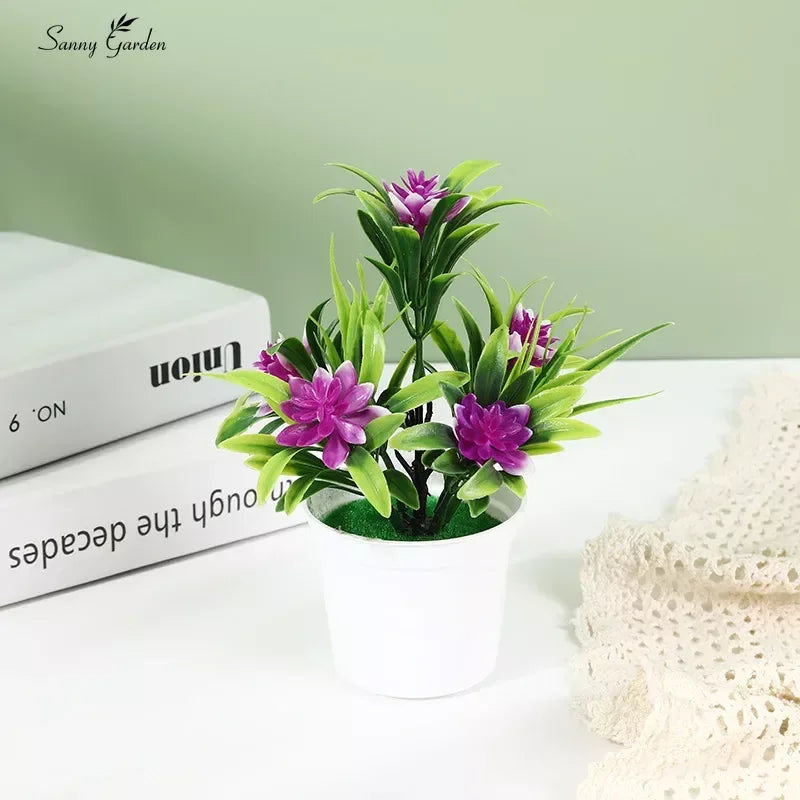 Artificial Potted Simulation Fake Lotus Yellow Red Orange Pink Purple Plants Flower Home Garden Table Decoration Room Ornaments