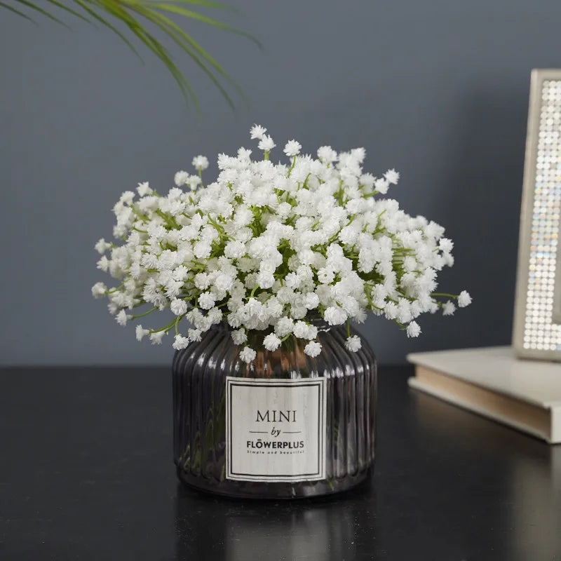 New 20cm Small Single Gypsophila Artificial Flower Wholesale Purple Milky White Blue Pink Bouquet Plastic False Flower Bouquet