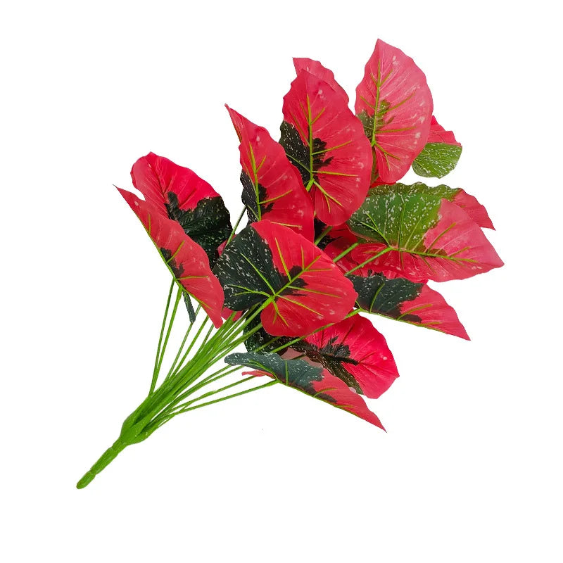 Red Leaf Artificial Flower Fake Artificial Plants Decoration Simulated Bonsai Potted Decor Home Room Party Wedding Office Floor