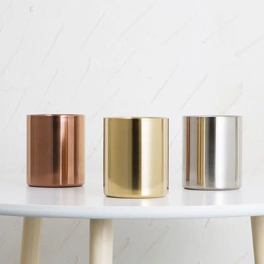 Brass Gold Vase  Stainless Steel Vases For Flowers Storage Container Organizer Pen Holder Cup Desk Flower Pots Home Decoration