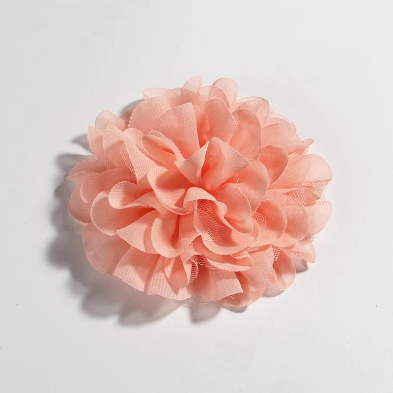 5PCS 4.4"11CM Lace Trim Patch Applique Fabric Artificial Flowers Wedding Dress Chiffon Flower Bride Hair Veil Clothes Decoration