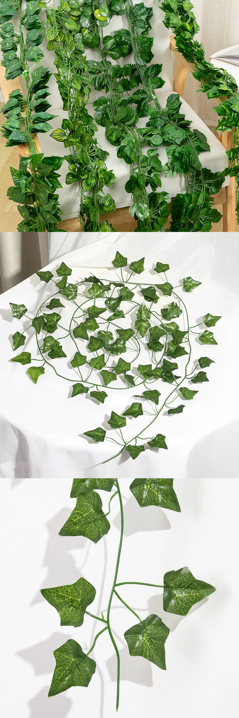 2.1M Artificial Green Ivy Leaf  Vine Hanging Crawling DIY Fake Flowers Plants for Garden Wedding Party  Home Decors