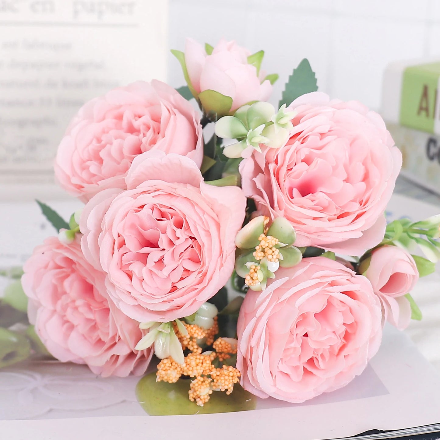 Artificial Flowers Silk Peony Hydrangea For Living Room Home Decoration Wedding Bride Bouquet Rose Fake Plants Table Accessories
