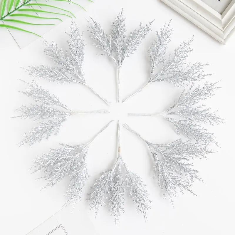 Artificial Plants Autumn Golden Silvery Fake Branch For Festival Tree Wreath Home Accessories Wedding Archway Decor Scrapbook