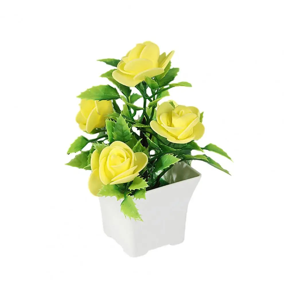 Simulated Potted Plant Vibrant Artificial Rose Bonsai Fake Plant Home Decor Realistic Simulated Flowers for Room Ornament