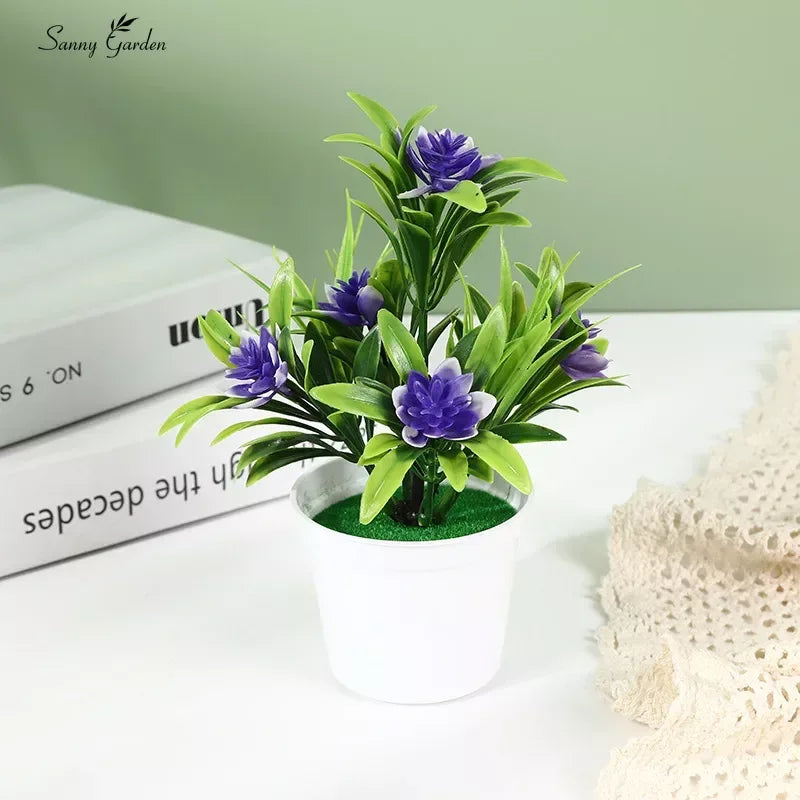 Artificial Potted Simulation Fake Lotus Yellow Red Orange Pink Purple Plants Flower Home Garden Table Decoration Room Ornaments