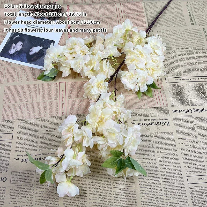 Artificial Cherry Blossom Pink White Cherry Tree Silk Flower Spring Cherry DIY Bonsai Arch Wedding Props Home Decoration