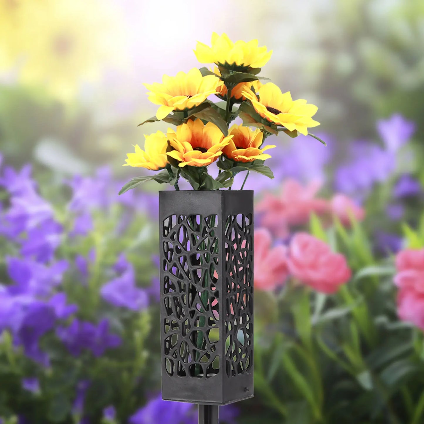 Grave Vase Plastic Stake In Ground Cemetery Grave Fluted Flower Vases Holder with Drainage Hole for Gravestone Decorations