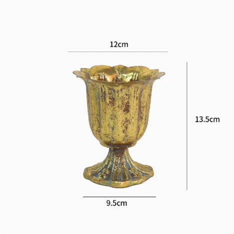 European Golden Retro Iron Vase Flower Arrangement Vessel Decoration Home Room Ornaments Wedding Banquet Table Accessories Items