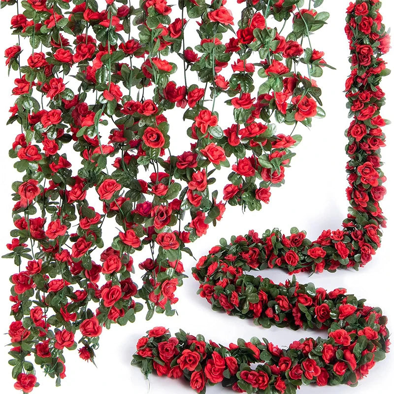 2.5m Rose Artificial Silk For Wedding Garland  Fake Plant Flowers Vine Home Room Wedding Wall Hanging Garden Arch DIY Decoration