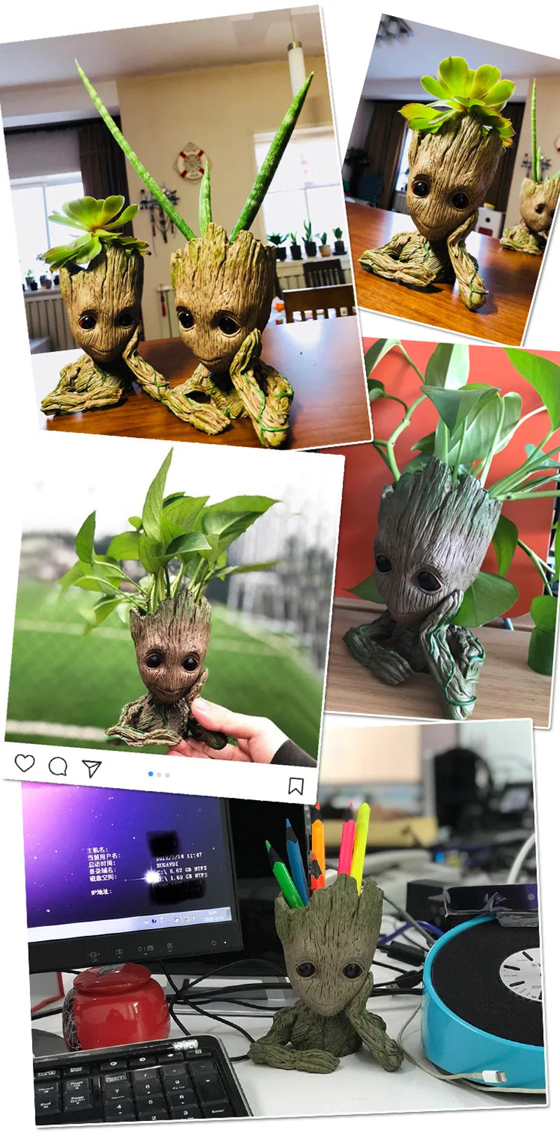 Groot Vases For Flowers Home Decoration Pots Planters Anime Figurines Home Decoration Accessories Office Storage Pen Case