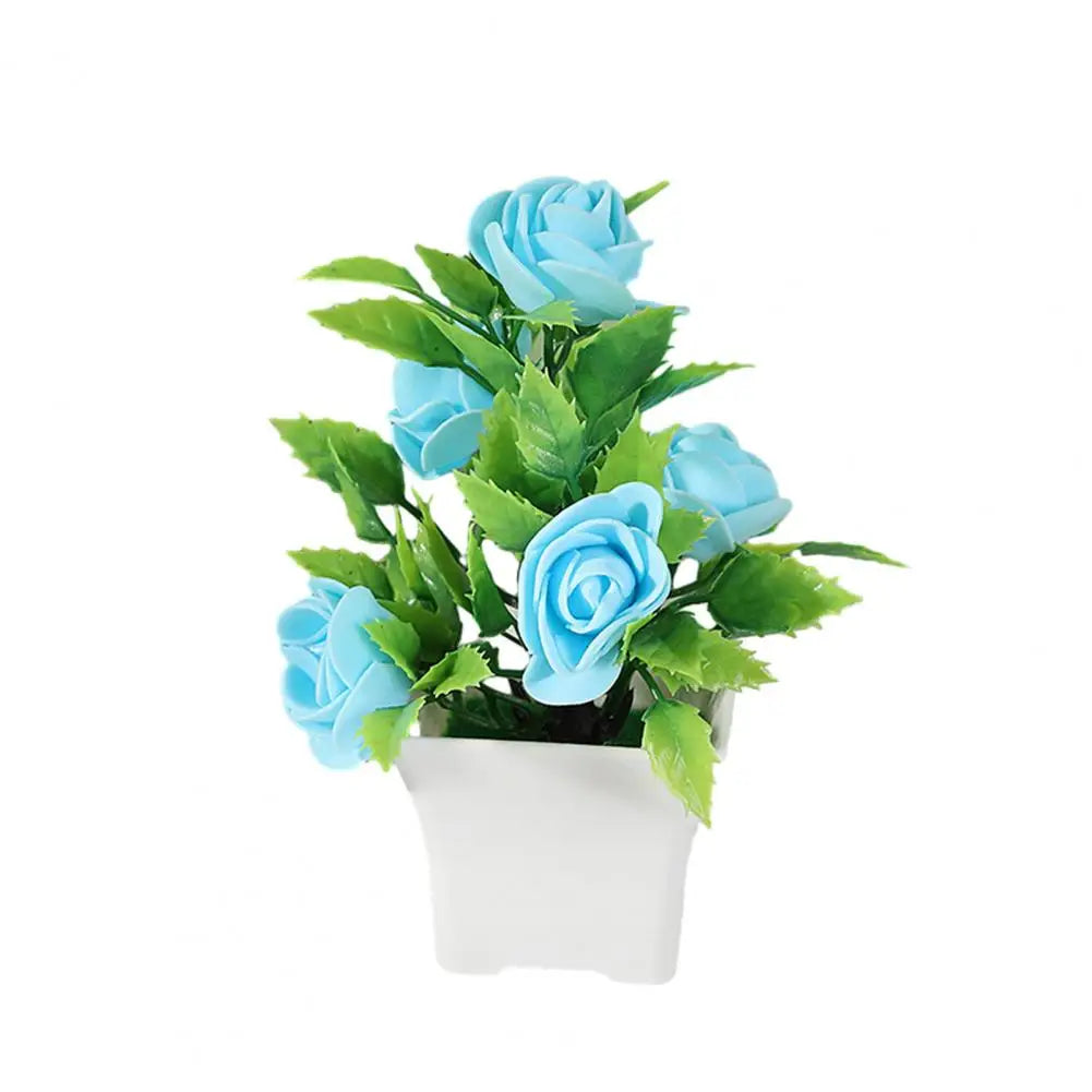 Simulated Potted Plant Vibrant Artificial Rose Bonsai Fake Plant Home Decor Realistic Simulated Flowers for Room Ornament