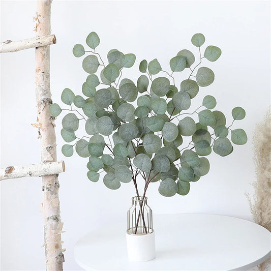 Artificial Plants Plastic Eucalyptus Leaves Wedding Bouquet Home Garden Flowers Wall Diy Room Christmas Autumn Decorations