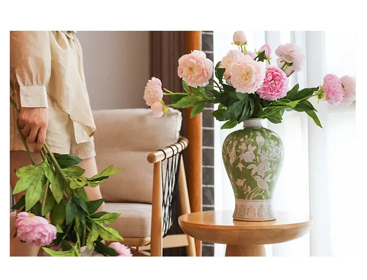 Ceramic vase advanced plum bottle blue and white porcelain living room decoration table light luxury style high-end furnishings