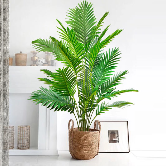 105cm/41.3in Artificial Areca Palm Plant Fake Tropical Leaves Fake Yellow Palm Indoor Home Office Decor