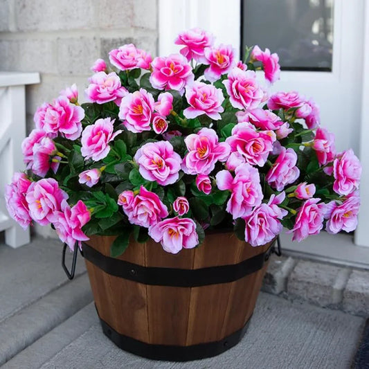 Outdoor Fall Artificial Red Azalea High Quality Flowers Bushes UV Resistant Decor Fake Flowers Home Decorations Small For Garden