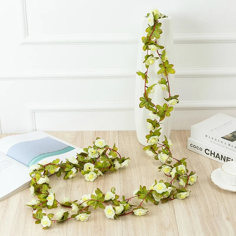 2.5m Rose Artificial Silk For Wedding Garland  Fake Plant Flowers Vine Home Room Wedding Wall Hanging Garden Arch DIY Decoration