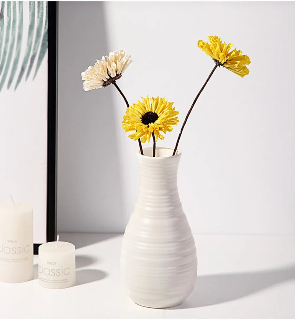 Unbreakable Vase for Flowers Ceramic Look Plastic Vase for Home Decor Living Room Table Wedding Party Living Room Decor Ornament