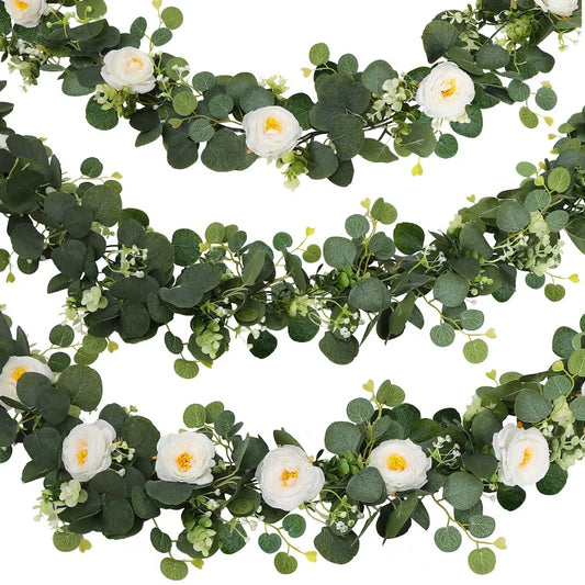 1.8m Artificial Flowers Eucalyptus Garland Greenery Fake Hanging Vines for Weddings Home Garden Outdoor Garden Arch Wall Decor