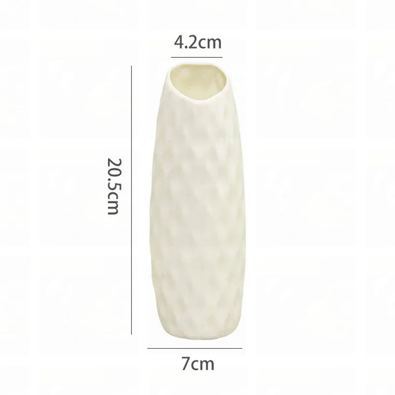 Modern Flower Vase Plastic Vases for Flowers White Pink Plastic Vase Flower Pot Basket Nordic Home Living Room Decoration