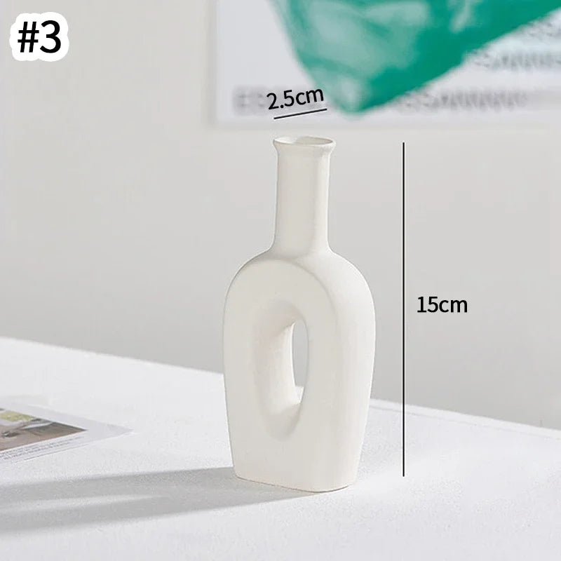 Ceramic Vase White Flower Pot Nordic Decorative Vase Dry Flower Vases for Home Living Room Desktop Decor ваза для цве