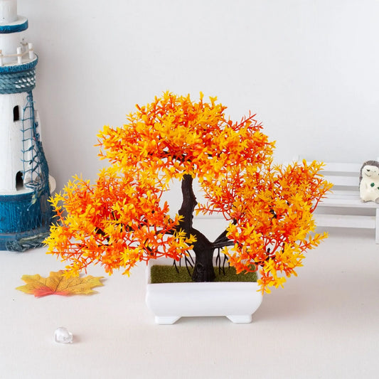 1pcs Artificial Plants Bonsai Small Tree Fake Plant Flower Potted Ornaments for Home Hotel Room Table Decoration Garden Decor