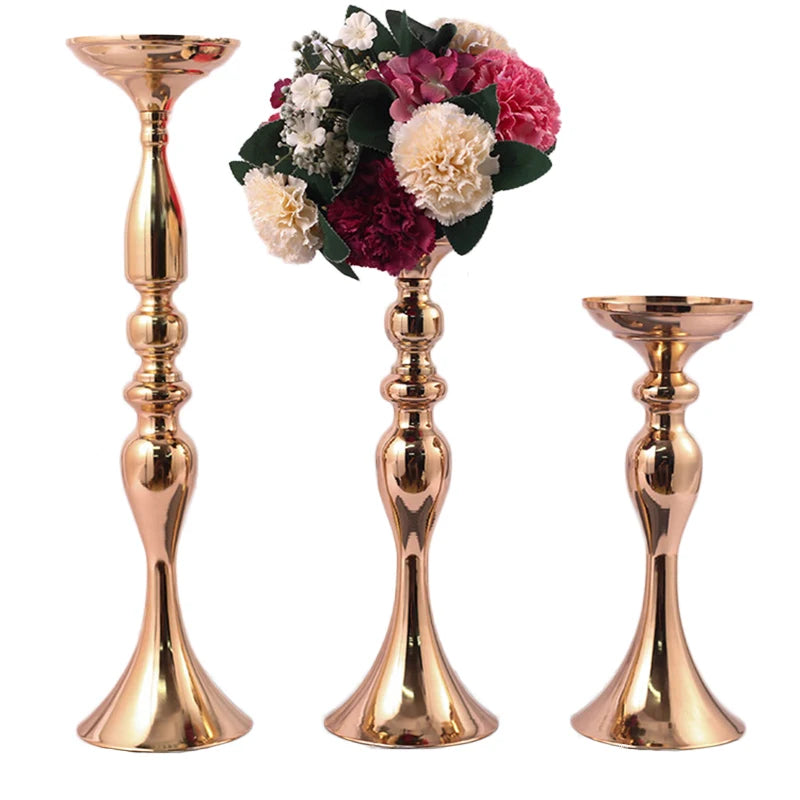 Metal Candle Holders Flowers Vase Candlestick Centerpieces Road Lead Candelabra Centerpieces Wedding porps Christmas decoration