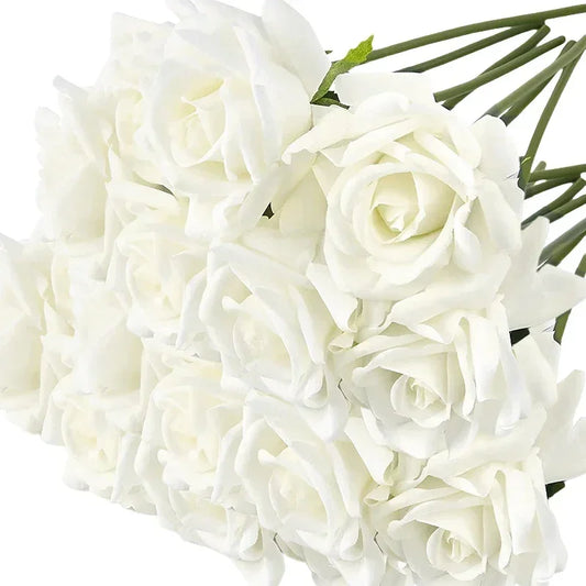 10pcs Artificial Roses Flowers Faux Latex Rose Artificial Real Touch Fake Rose Decoration for Wedding