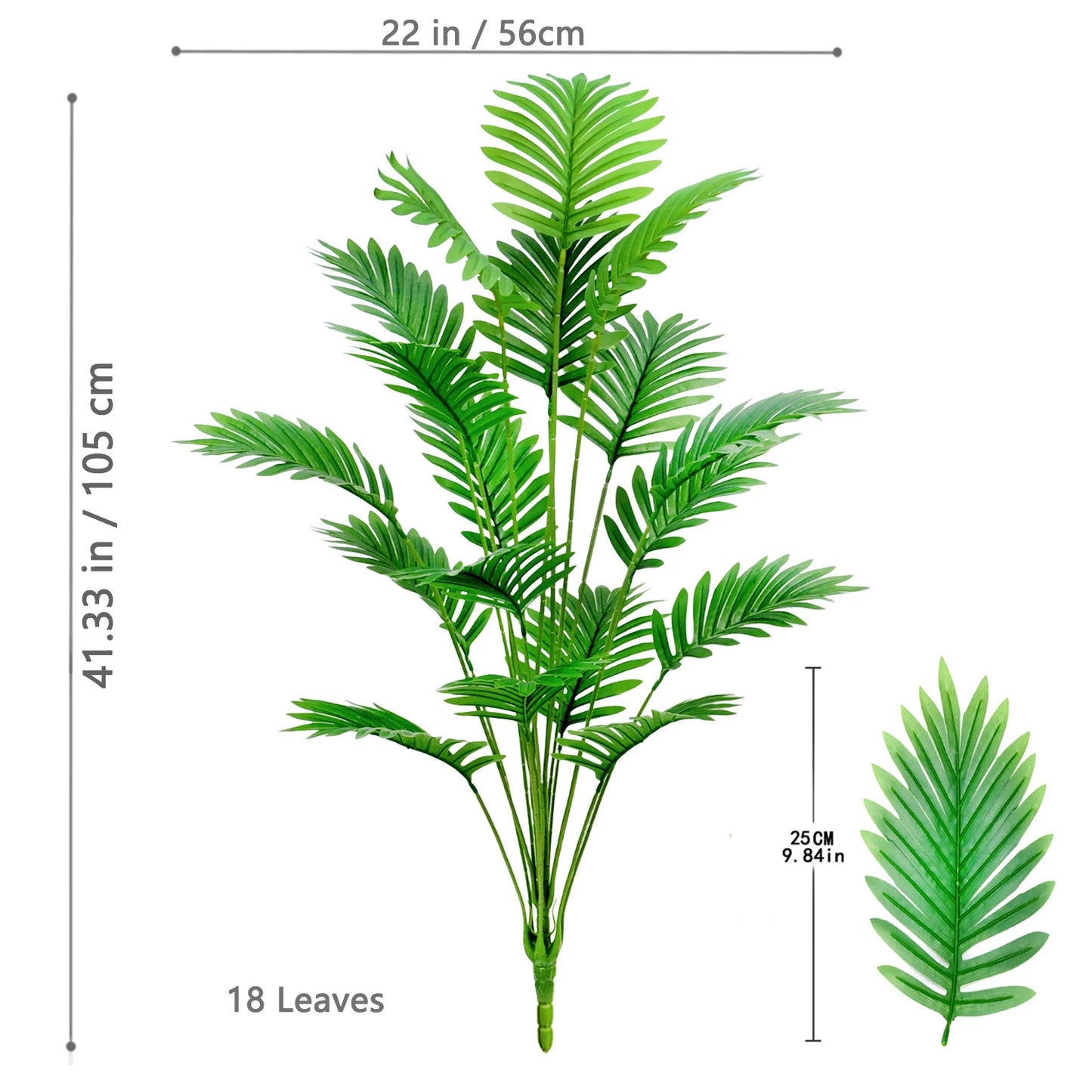 105cm/41.3in Artificial Areca Palm Plant Fake Tropical Leaves Fake Yellow Palm Indoor Home Office Decor