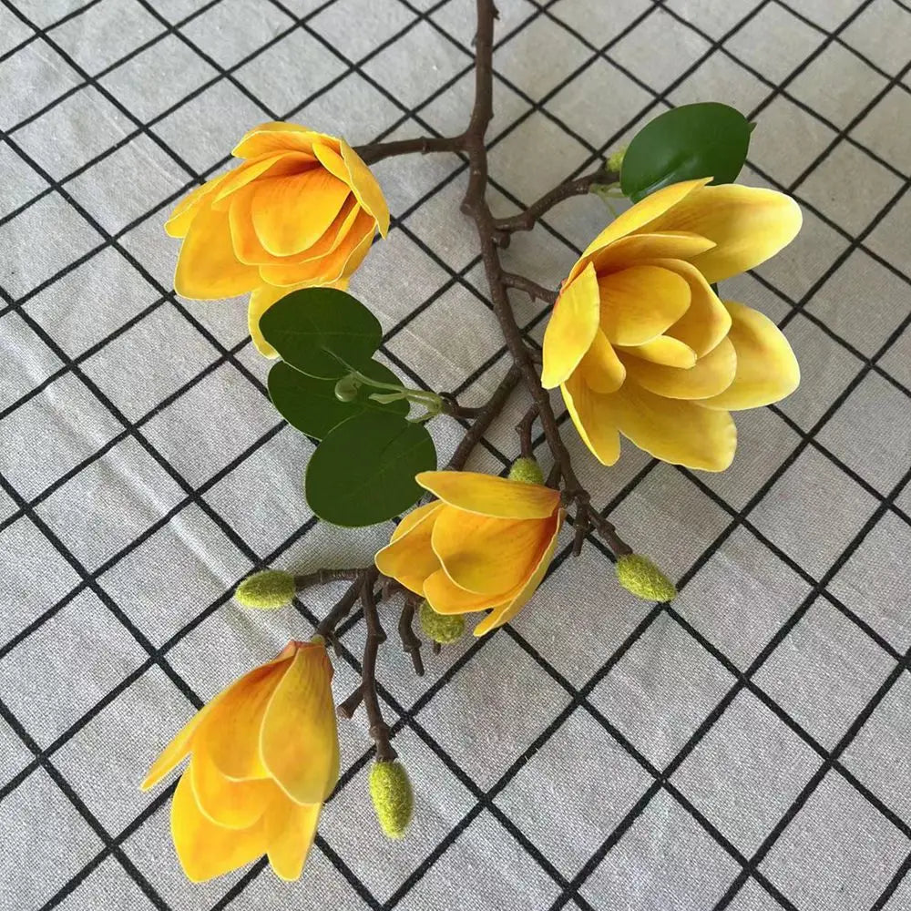 Artificial Flower Silk Magnolia Bouquet Diy Photo Props Wedding Bridal Festival Table Party Vase Home Outdoor Garden Decoration