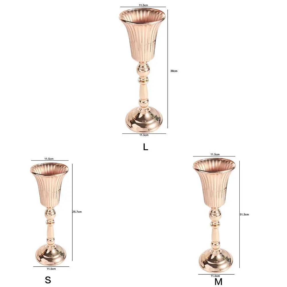 European Style Wrought Iron Gold Iron Vase FIower Art Anti-fall Wedding Photo Props Golden Simulated Flower Holders Table Decor