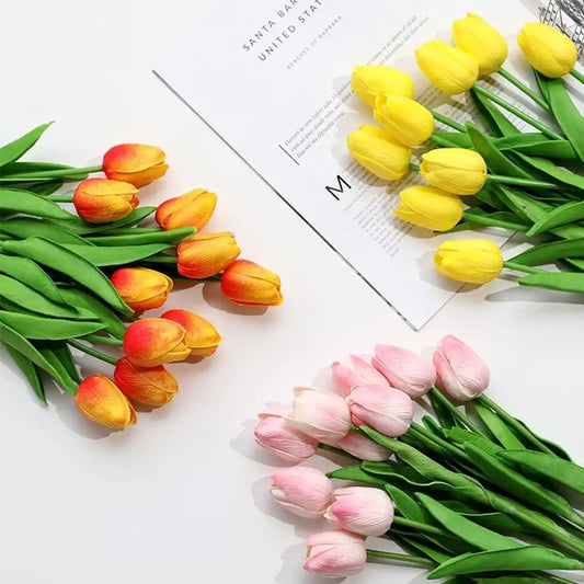 1/3/5/10pcs Tulips Artificial Flowers White Fake Tulips Bouquet Silicone Tulip Flower Home Decor Valentines Gift Wedding Bouquet